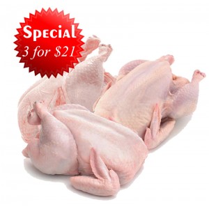3 Large Chickens for $21.00